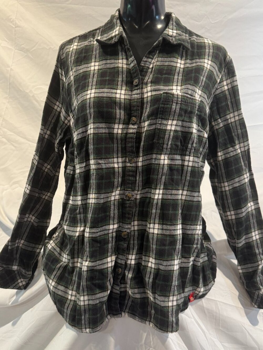 Dickies Long Sleeve Plaid Soft Flannel Shirt Lightweight Button Up Womens Size L